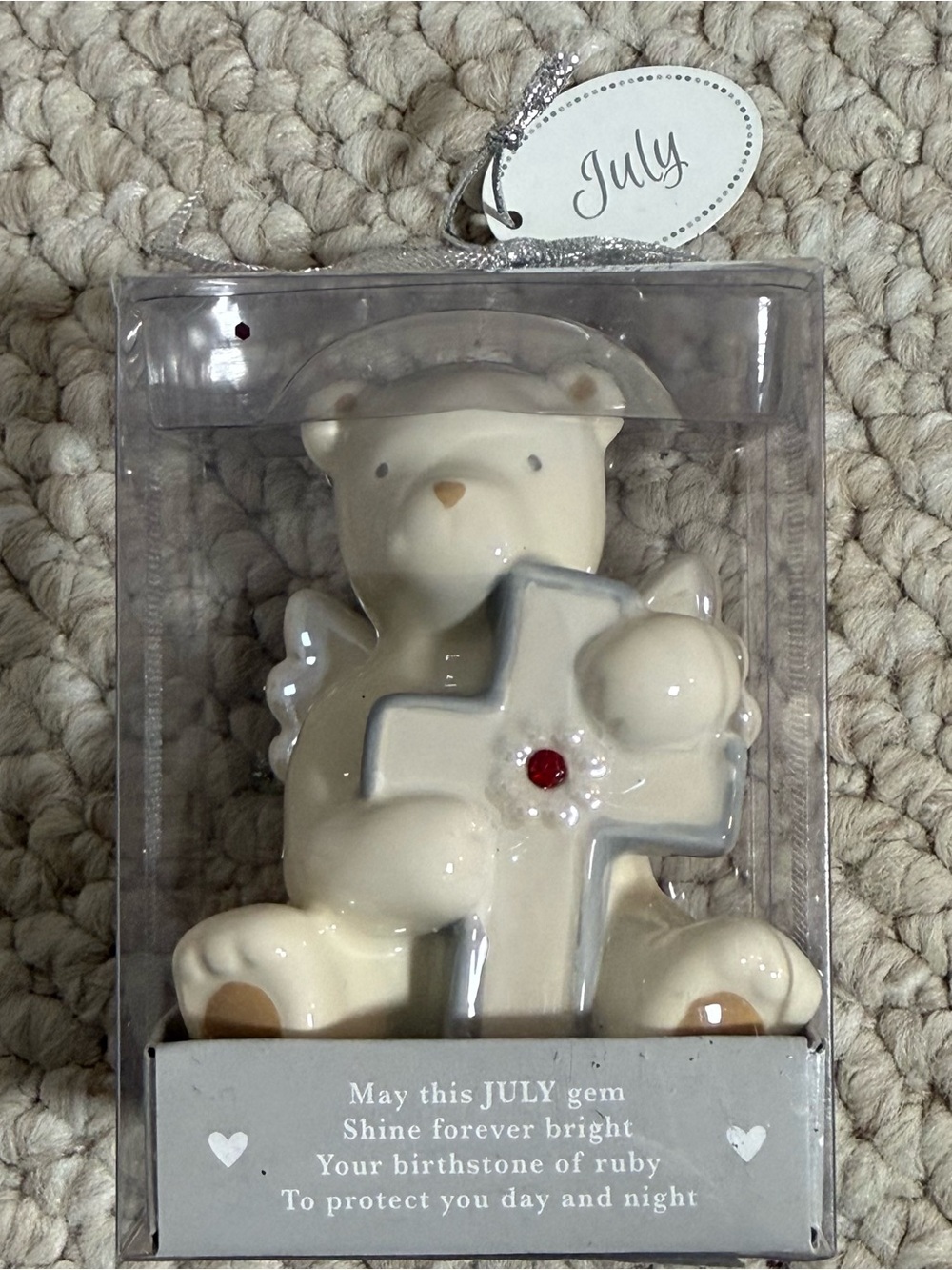 Grasslands Road Cream Bear Figurine with Red Accent - July